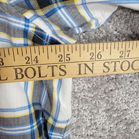 Columbia Button Down Shirt Mens Size XL Plaid‎ Long Sleeve Blue White Yellow - Picture 7 of 9